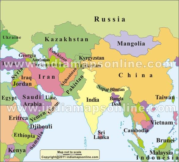 карта Индии с соседними странами