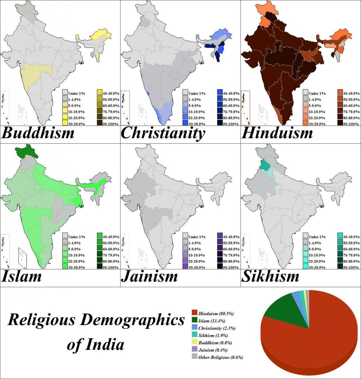 карта Индии религия