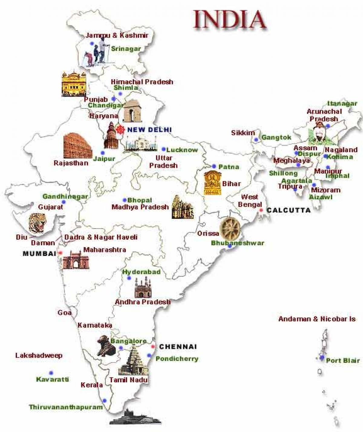туристическая карта Индии