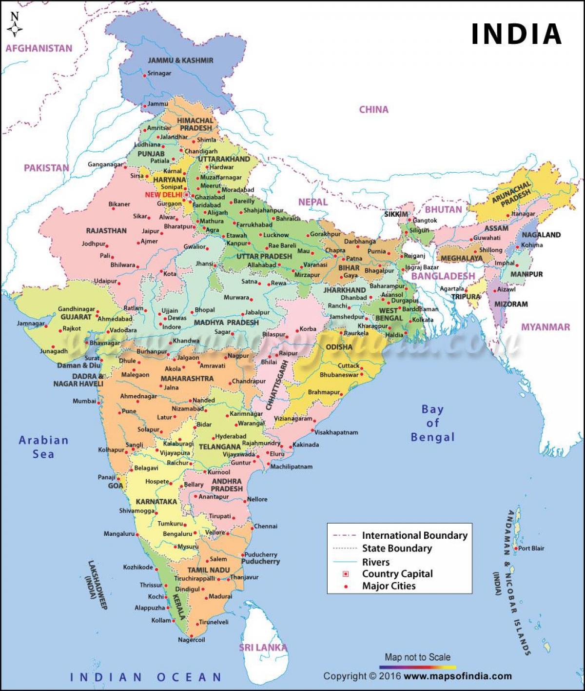 крупные порты на карте Индии