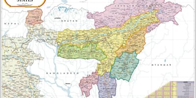 Карта Индии северо-востоке