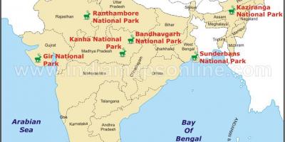 Карта национальных парков в Индии